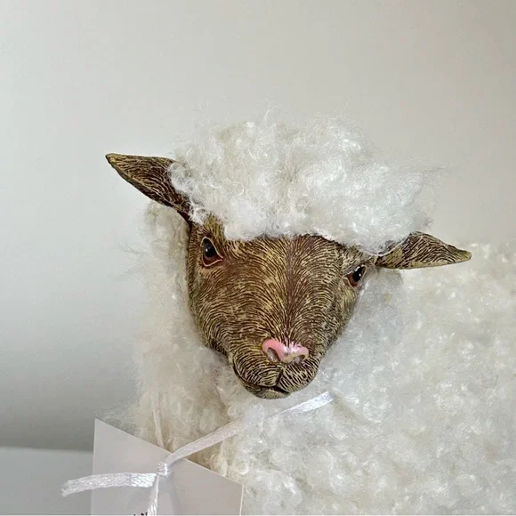 Charming White Sheep Figurine Farmhouse By Rachel Ashwell - Picture 3 of 10